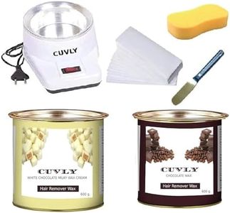CUVLY Wax Heater Machine Waxing Kit Combo Machine White Chocolate Cream Wax (550 gm) Chocolate Wax (550 gm), Strips (70pcs), Spatula(Kinfe),Sponge (Wax, Heater Waxing Combo)