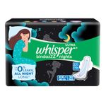 Whisper Bindazzz Nights Sanitary Pads, 30 XXl+ Pads, Upto 0% Leaks All Night Long, For Heavy Flow, 40% Longer & Wider Back, Comfortable Cushiony Soft Wings, Disposable Wrapper