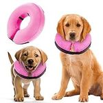 Inflatable Dog Collar with Quick Release and Adjustable Fit,This Protective Dog Cone for After Surgery Protects from Stitches, Bites, Licks and Wounds, Soft Pet Recovery Collar for Dogs, (Pink, S)