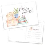 m&h invites 50 New Address Postcards - Watercolor Moving Boxes, Books And Plant Design - Change Of Address Cards - Moving Announcement For New Home