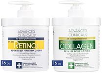 Advanced Clinicals Retinol Cream and Collagen Cream Skin Care set. Value anti-aging set for wrinkles, fine lines, firming skin. 16oz Spa size are great for face cream and body moisturizer.