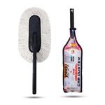 Jopasu Car Duster with Paraffin Wax-Treated Cotton Strands | Scratch-Free Dry Dust Cleaner for Cars | Lint Free Reusable Exterior Cleaning Brush