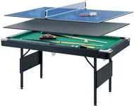 Dithoko 3 in 1 Billiard Table, 5.5 FT Folding Pool Table with Ping Pong Table and Dining Top, Multi Game Table Includes Billiard Accessories and Tennis Paddles for Family Game Room, Basements