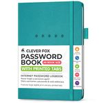 Clever Fox Password Book Medium – Internet Address & Password Journal Organizer – Computer & Website Log-In Keeper Notebook (Turquoise)