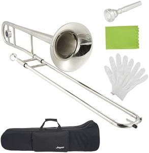 B Flat Alto Trombone for Beginners - Brass Trombone with Mouthpiece, Case, Cleaning Cloth, Gloves and Cleaning Rod, Professional Musical Instruments for Students, Nickel Plated