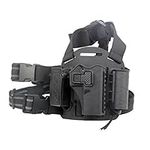 JINJULI Quick Release Tactical Right Leg Thigh Pistol Holster with Magazine and Flashlight Pouch for Glock 17 19 22 23 31 (Black)