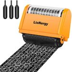 Identity Protection Roller Stamp LioNergy Extra Large 2.0 Inch Roller Identity Theft Prevention Security Stamp with 3 Refills, 10PCS Personalise Vinyl Waterproof Stickers –Orange Yellow