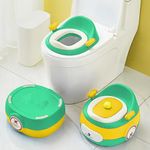 StarAndDaisy Potty Seat for Kids 1-5 Years / 3-In-1 Baby Toilet Training Seat with Anti-Skip Pads, Removable Potty Pot, Potty training Seat for Baby & Kids. (Green-Orange)