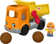 Fisher-Price Little People Toddler Construction Toy Work Together Dump Truck with Music & Sounds for Pretend Play Kids Ages 1+ Years​