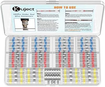 Kuject Heat Shrink Solder Seal Wire Connectors Kit 120PCS, Waterproof Butt Connector Heat Shrink Electrical Terminals, Insulated Solderless Wiring Splice Connectors for Marine Automotive Boat Truck