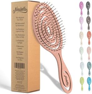 Ninabella Organic Detangling Hair Brush for Women, Men & Children - Does not Pull on Hair - Hair Straightening Brushes for Straight, Curly & Wet Hair - Unique Spiral Hairbrush, Rose Gold