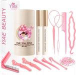 YIAE Hair Wax Stick Kit, Hair Wax and 2 Hair Finishing Stick with Hair Braiding kit for Girls, Hair Accessories for Girls with Non-greasy Pomade Hair Stick for Flyaways Frizz Hair and Edge Control