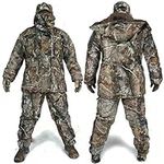 Turkey Hunting Clothes Hunting Camo Jacket and Hunting Pants Winter Snow Bibs Coveralls for Men Women (L)