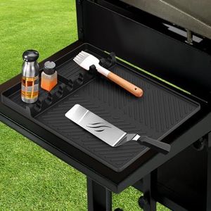 Vodolo Silicone Griddle Tools Mat for Blackstone, Large Grill BBQ Caddy Utensils Holder,Silicone Spatula Mat with Drip Pad for Kitchen,Cooking & Countertop,Griddle Accessories for Blackstone Black