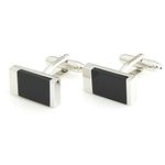 Peluche Silver and Black Onyx Stone Cufflinks for Men