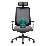 COLAMY XK Atlas Ergonomic Mesh Office Chair, High Back Computer Executive Desk Chair with Adjustable Headrest and 4D Arms, Slide Seat, Tilt Lock, Nylon Base, Grey