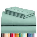 LuxClub 4 PC Sheet Set Bamboo Sheets Deep Pockets 18" Eco Friendly Wrinkle Free Sheets Machine Washable Hotel Bedding Silky Soft - Light Teal Twin