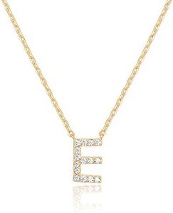 PAVOI 14K White Gold Plated Cubic Zirconia Initial Necklace | Letter Dainty Necklaces for Women, Yellow Gold, Cubic Zirconia