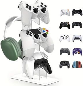 BGGCHEECA LO-L [3 Tier White, Universal] Controller Stand for Xbox Series X, One, 360, PS5, PS4, Switch, Steam, Desktop PC Gamepads, Gaming Headset Holder