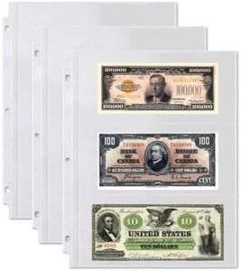 Dunwell Binder Currency Sleeves for Collectors - (25 Pack), Acid-Free 3-Pocket Clear Plastic Currency Pages for Three Ring Binder, Refill Currency Binder Pages for Bills, Banknotes or Coupons