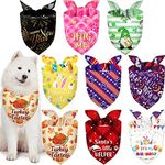 Weewooday 9 Pcs Holiday Dog Bandanas Halloween Dog Bandanas Thanksgiving Christmas Dog Scarf Adjustable Large Pet Scarf Washable Dog Scarves for Dog Costume Supply(Fresh Pattern)