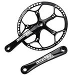 Bike Crank Set Aluminum Alloy Crank Set Integral Single Speed Crank Set For Outdoor Mountain Bike Cycling(Black)