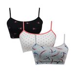 Sillysally Cotton Pack Of 3 Girls Beginners Bra Sport Bra Non Padded Non Wired/Double Layered Fabric Bra, multicolor