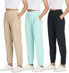 3 Pack Womens Pants Athletic Sweatpants Joggers Yoga Pajama Hiking Golf Gym Lounge Casual Pockets Sleep Activewear Running Summer Workout High Waisted Teen Active Athleisure Ribbed Ladies PJ