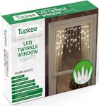 Christmas LED Twinkle Window Icicle Lights - 3 Feet (0.91 m) - 8 of 50 Lights Twinkling - 50 LED Warm White Bulbs - Indoor Outdoor - Random Shimmering Twinkle Icicle Lights, Sparkling Christmas Lights