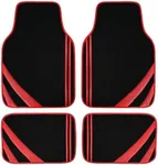 CAR PASS Red Edge Leather Car Floor Mats, Universal Waterproof Car Mats with Double Stitch Line and Anti-Slip Backing Design, for Cute Girly Women, Fit 95% Automotive,SUVs,Sedan,Vans (Black and Red)