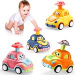 Castaroud 4 Pack Press and Go Car Toys for Toddlers 1-3, First Birthday Gifts for Toddler Toys Age 1-2, Baby Push Go Friction Car Toys for Toddlers, Early Educational Toys for Infant Toddlers