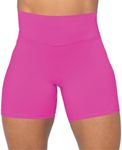 Sunzel Women's Biker Shorts in High Waist Tummy Control with No Front Seam 5" Hot Pink Medium