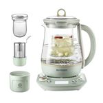 BUYDEEM K2763 Health-Care Beverage Tea Maker and Kettle with Glass Stew Pot and Tea Infuser, 8 Programmable Brew Cooker Master, Time and Reheat Preset, Auto Keep Warm, 1.5 L