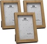 Natural Wood Effect 4x6 inch Photo Frame Set of 3,Boxed Garllery 6x4 Picture Frames 3Pack With Glass Window for Tabletop or Wallmounted.