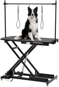 Electric Dog Grooming Table, Height Adjustable Pet Grooming Table with Arm, 264LBS Capacity, Anti-Slip Top & Tool Organizer, for Home/Professional Use, Black