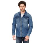 ROOKIES - Mens Denim 100% Cotton Full Sleeve Zipper Shacket Shirt (RJSH1791B_L)