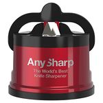 AnySharp Pro Metal World's Best Knife Sharpener with Suction, Metallic Red