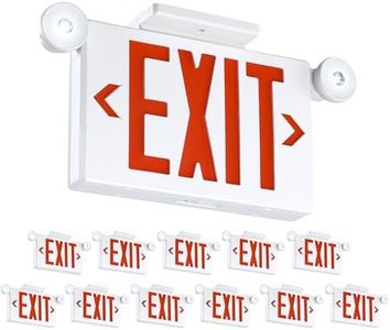 Gruenlich Exit Signs with Emergency Lights, 2 Adjustable LED Head with Battery Backup, 94V-0 Fire Resistant, AC 120/277V, Hardwired Commercial Emergency Light Combo for Business, 12 Pack