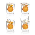 CRAFTGEN Golf Ball Shot Glasses Set of 4 - Funny Handmade Golf Birthday Gifts for Men and Women - 2oz Double Walled with 3D Shape Golf Ball Inside for Tequila, Whiskey, Cocktail - Presents for Golfer
