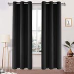 DWCN Curtain Black Curtains for Living Room Blackout Curtains Eyelet Curtains Thermal Curtains & Drapes Bedroom Curtains 46 x 90 Inch 2 Panels