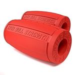 Iron Bull Strength Alpha Grips 2.5 - Extreme Arm Blaster - Best Dumbbell and Barbell Thick Bar Adapter (Red)