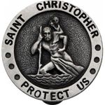 ST SAINT CHRISTOPHER CAR VISOR CLIP in Pewter