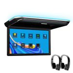 XTRONS 17.3" FHD Android 9 Car Flip Down Overhead with 2 IR Wireless Headphones,1080P IPS Octa-core Car Roof Multimedia Player Car Video With Superior Sound and Screen Mirroring Support HDMI/USB/AV/IR