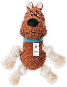 Foodie Puppies Dog Squeaky Plush Rope Toy - (Brown Scooby Plush Toy) | Crinkle, Non-Toxic, Stuffed, Teething, Chewing, Playing, & Tug-of-War | for Small Dogs and Puppies (Size: 22cm)