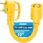 Kohree NEMA TT-30P to L14-30R Generator Adapter Cord, 30Amp 3 Prong to 4 Prong Adapter, Generator Transfer Switch Adapter Cord, STW 10 AWG 12'', 30 Amp Male Generator to 30 Amp House Inlet Box Adapter