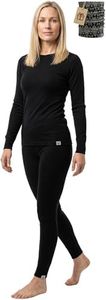 MERINNOVATION Merino Wool Base Layer Set for Women 100% Merino Wool Thermal Underwear Set Base Layer Top and Bottom Black 250