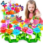 Flower Garden Building Toys, Flower Stacking Toys with Portable Storage Box, Stem Toys Preschool Pretend Game Garden Set Toddlers Craft Kits Halloween Christmas Birthday for Children Aged 3 4 5 6 7 8