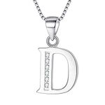 Clearine 925 Sterling Silver Initial Necklace CZ 26 Letters D Alphabet Charm Pendant Jewellery Gifts for Women Mom Girlfriend Girls Teen Anniversary Birthday Mothers Day Christmas Valentines