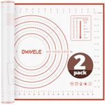 Silicone Baking Mat, 2 Pack 24 X 16 Inch Oversized Silicone Non-Slip Dough Pie Crust Rolling Pastry Mats with Measuring Function, Multi-Purpose and Easy to Clean