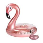 GROBRO7 2Pack Inflatable Flamingo Pool Float Flamingo Drink Holder Set Elegant Vinyl Swimming Floaty Pool Toy with Glitters Outdoor Water Lounge Inflatable Raft with Floating Coasters for Kids